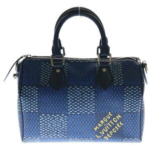 Louis Vuitton Damier Heritage Speedy Leather Handbag Shoulder Bag Blue